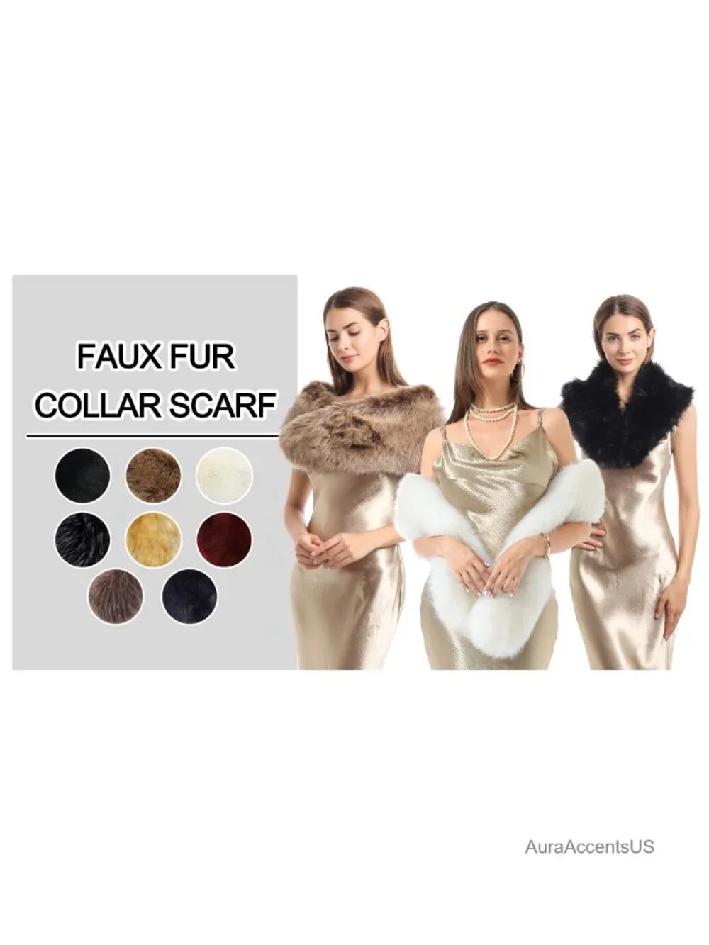 Faux Fur Collar Neck Warmer Scarf Wrap Women's Winter Accessory